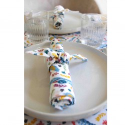 serviettes de table coton motif oiseaux