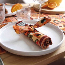 Serviette de table orange, ville