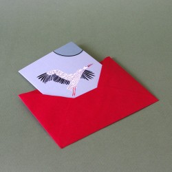 Carte de voeux avec enveloppe Alsace, cigogne