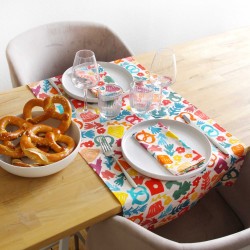 Coffret tarte flambée, Alsace pop, serviettes et chemin de table, linge de table