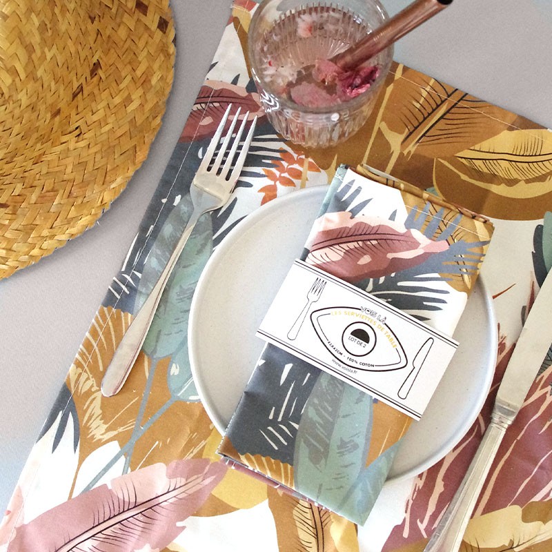 Table napkins, set of 2 - Jungle INN - Vois Là
