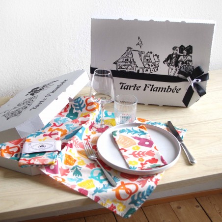 COFFRET - Chemin de table + 2 serviettes - Alsace Pop