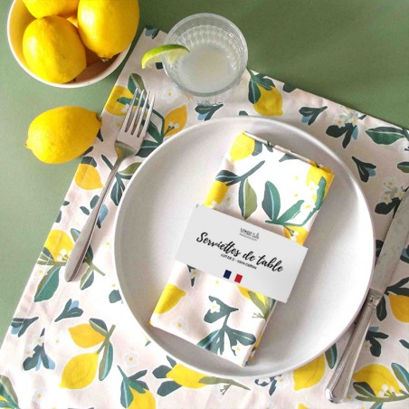 SERVIETTES DE TABLE - LOT DE 2 -  Citrons