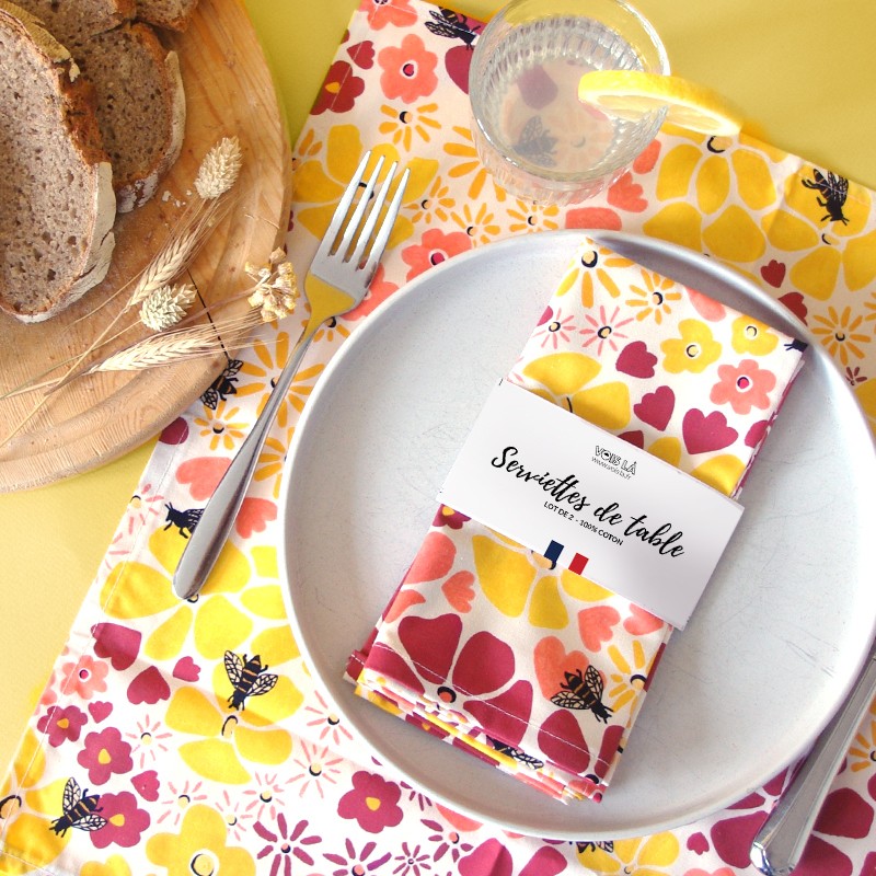 Table napkins, set of 2 - The Black Bee - Vois Là