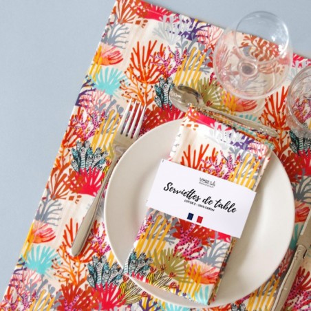 Table napkins, set of 2 - Corals - Vois Là