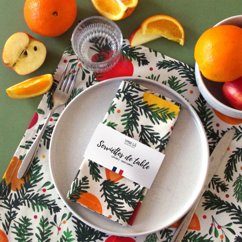 Table napkins, set of 2 - Fir Trees - Vois Là
